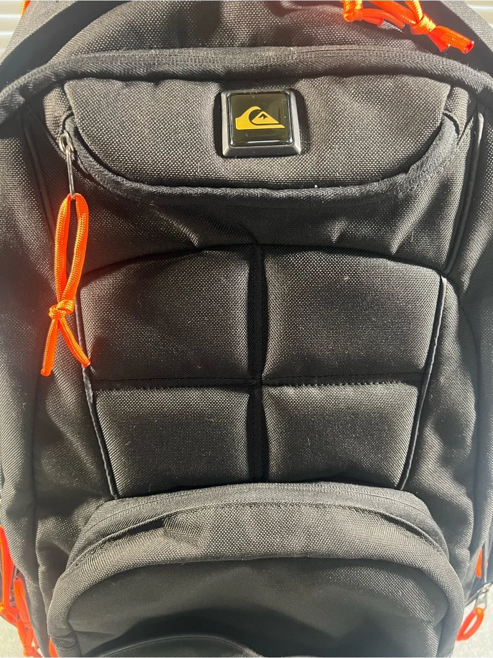 Quiksilver Large Black Backpack with Orange Accents